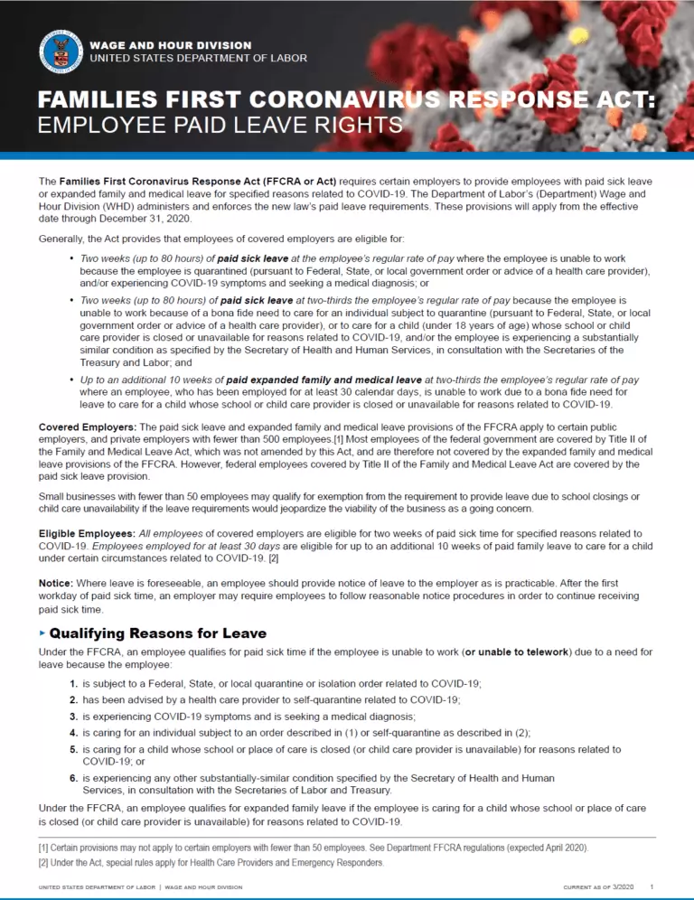 FFCRA Employee Paid Leave Rights