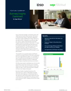 Sage 100 Cloud Business Insights Dashboard Datasheet